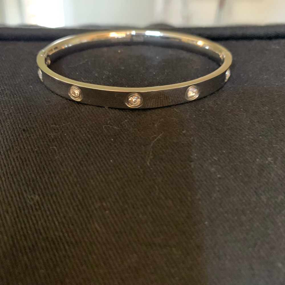 Silver & Co. Stainless Steel & Crystal Hinge Bracelet